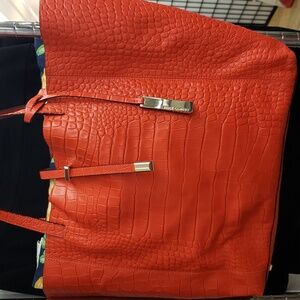 Vince Camuto unstructured leather tote bag in bright orange!